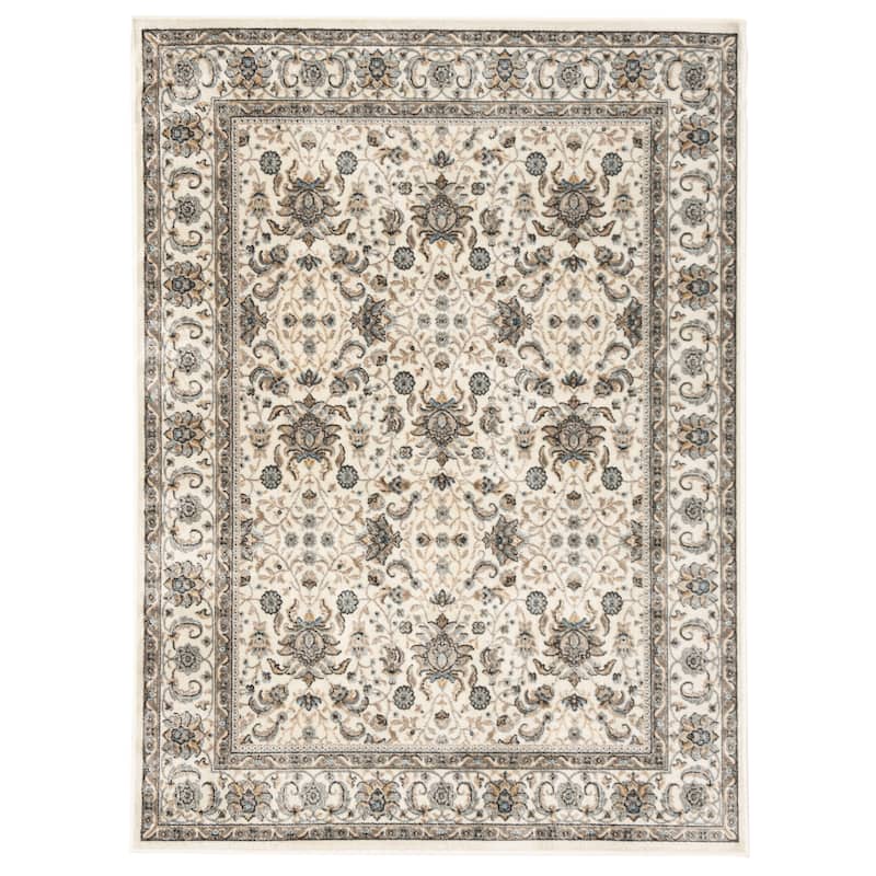 SAFAVIEH Atlas Lavina Traditional Oriental Viscose Rug - 4'  x  5'3" - Ivory/Blue - Rectangle