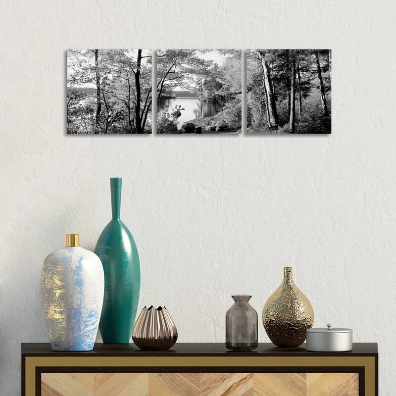 iCanvas "Lakeside Trees, Great Sacandaga Lake, Adirondack Mountains, New York" by Panoramic Images 3-Piece Canvas Wall Art Set - 12x36x1.5