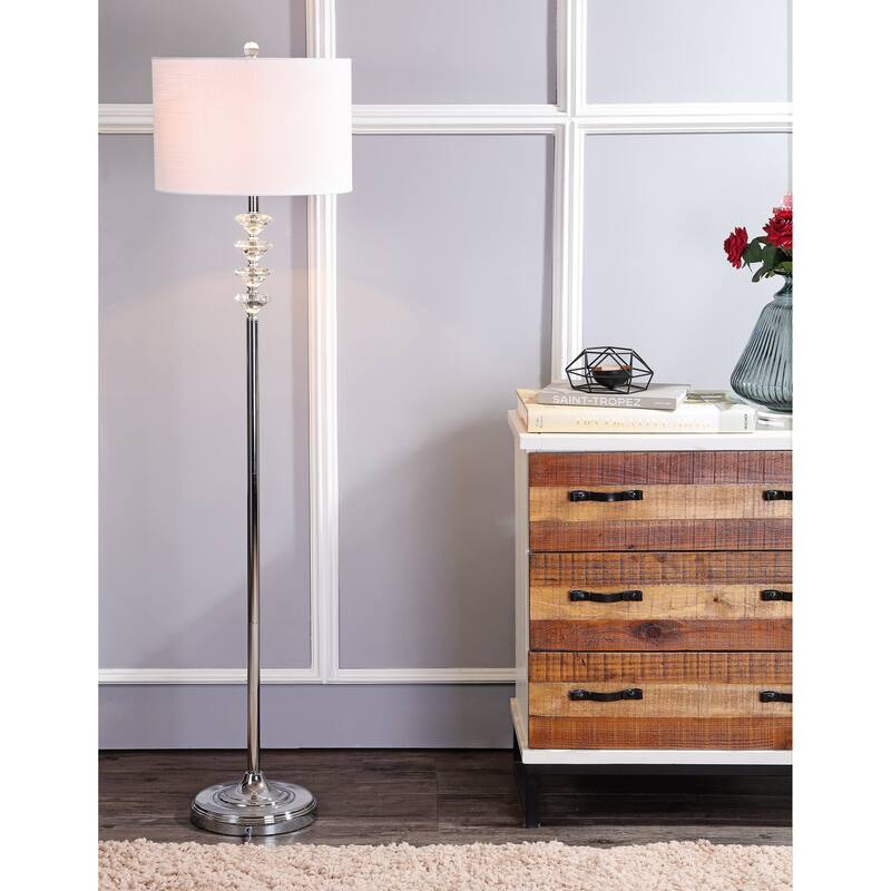 Aria 60.5" Crystal/Metal LED Floor Lamp, Clear/Chrome by JONATHAN Y - 60.5" H x 15" W x 15" D