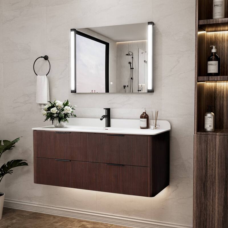 Modland 270° Adjustable LED Bathroom Mirror with Lights Stepless Dimming and Memory Function