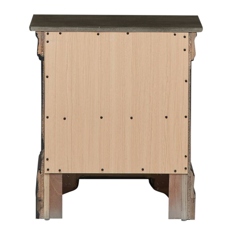 Gray Traditional Nightstand with Sturdy Construction