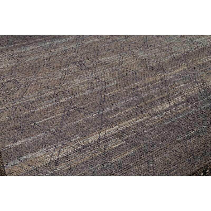 All-Over Trellis Moroccan Abstract Area Rug Hand-Knotted Wool Carpet - 9'1"x 13'4"