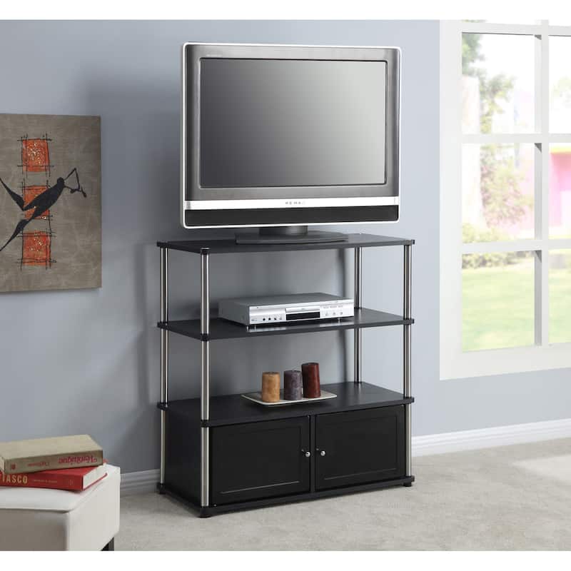 Convenience Concepts Designs2Go Highboy 40 inch TV Stand with Storage Cabinets and Shelves - Black