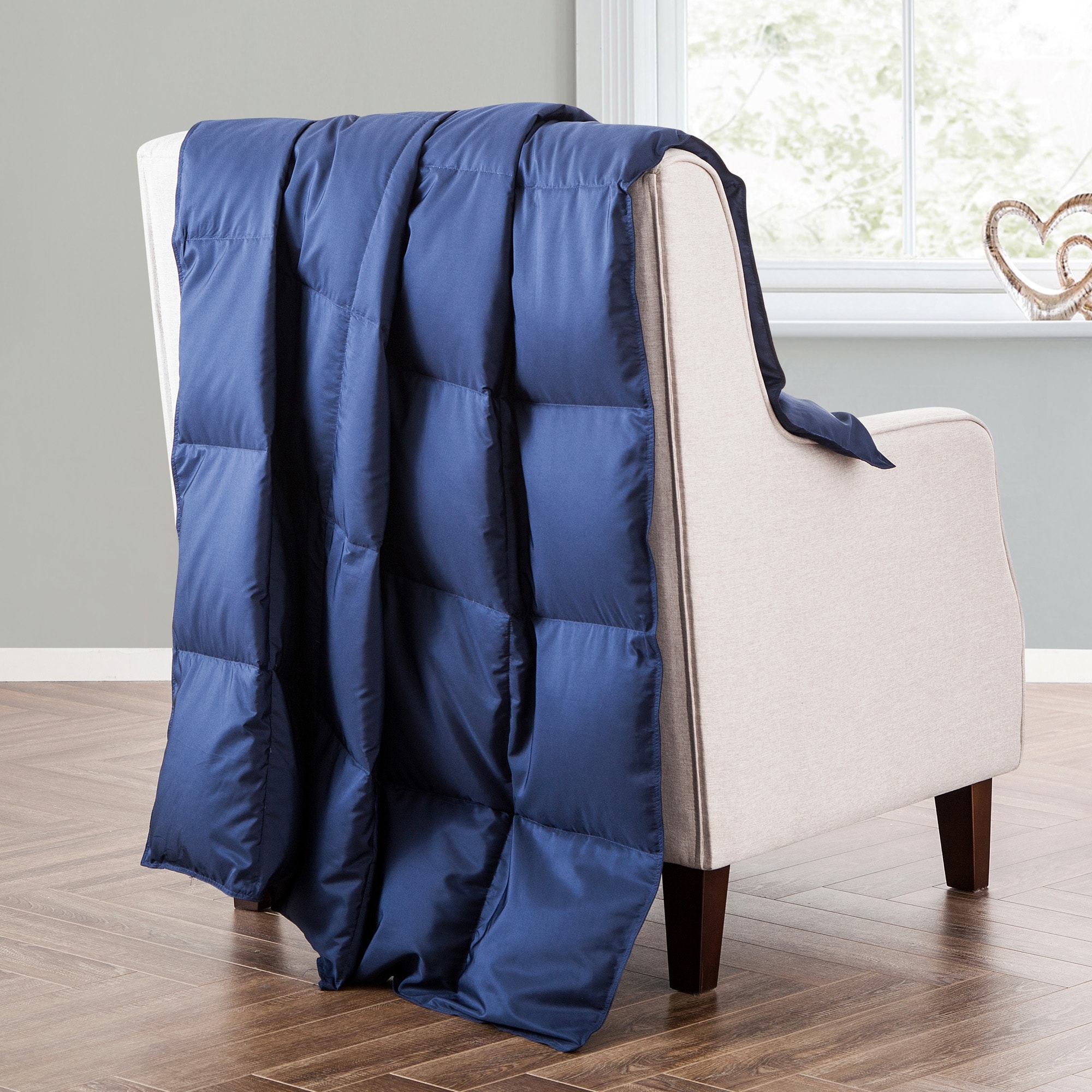 Ultra Lightweight Navy Blue Down Filled Throw Blanket 5070 Navy Ultra Lightweight Navy Blue Down Filled Throw Blanket 5070 Navy