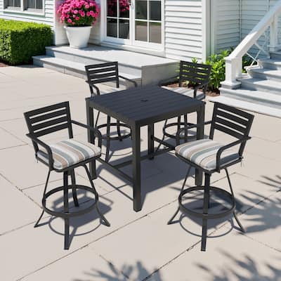 3/5-Piece Outdoor Bar Stool Set Aluminum Swivel Bar Stools with Sunbrella Cushion