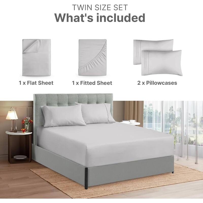 CGK Linens 6 Piece Extra Deep Pocket Microfiber Hotel Luxury Bed Sheets Set