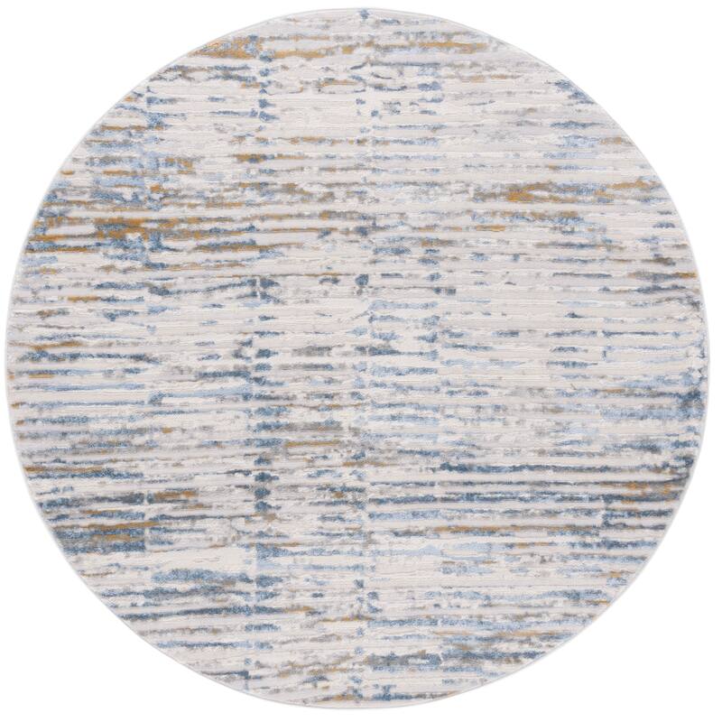 SAFAVIEH Palma Argie Modern Abstract Rug - 6'7" Round - Grey/Blue