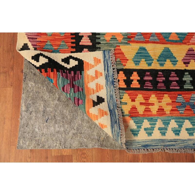 Geometric Kilim Reversible Area Rug Wool Carpet - 8'2"x 11'1"