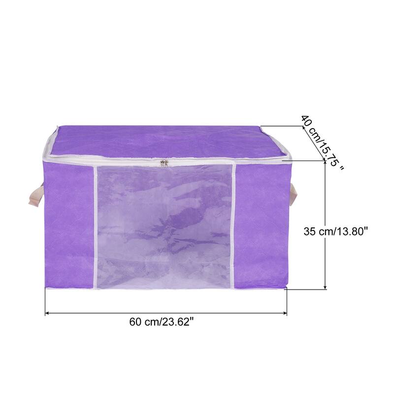 Clothes Storage Bags Comforters Blanket Closet Boxes Organizer 4pcs - Purple