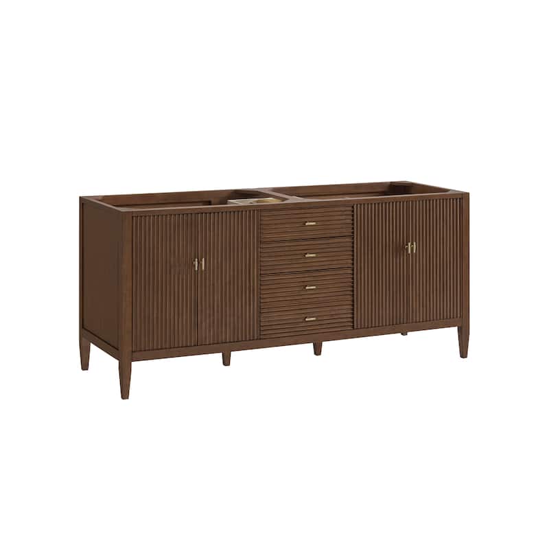 James Martin Vanities Myrrin 72" Vanity, Mid Century Walnut - Base Only - No Top