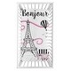 preview thumbnail 2 of 0, Paris Collection Girl Photo Op Fitted Crib Sheet - Hot Pink, Black and White Eiffel Tower Striped Hot Air Balloon