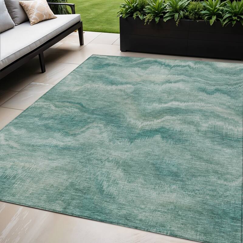 HomeRoots Abstract Transitional Rectangle Outdoor Rug - 5' X 8'