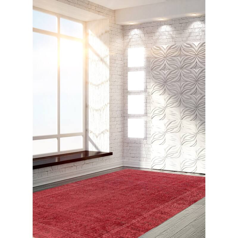 ECARPETGALLERY Hand-knotted Color Transition Dark Red Wool Rug - 5'11 x 9'10