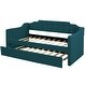 preview thumbnail 1 of 9, Twin Size Daybed Green Upholstered Sleeper Sofa Bed with Trundle Green