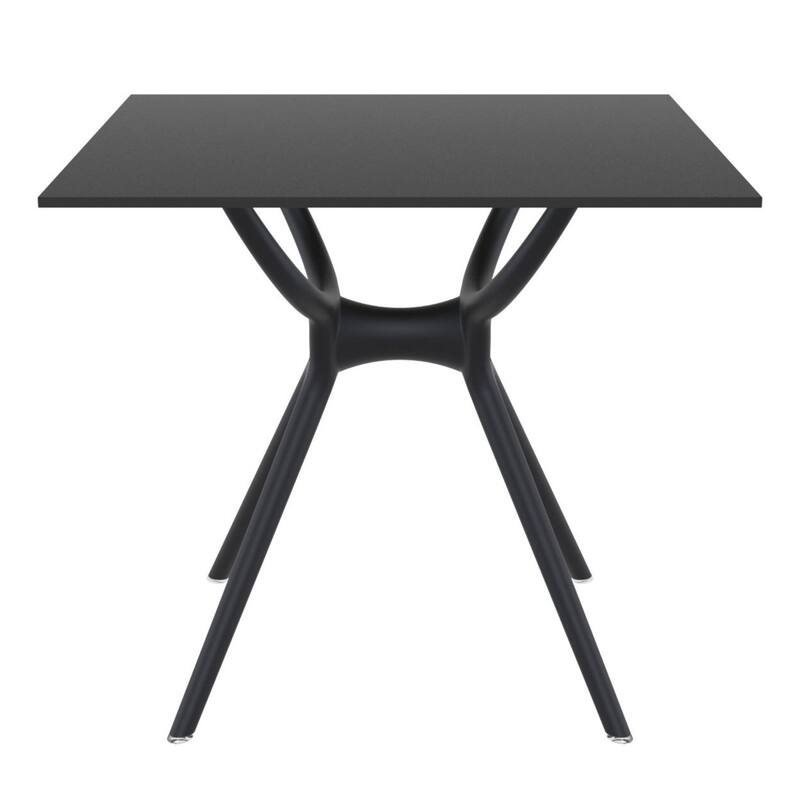 31.5" Black Square Laminated Top Outdoor Patio Dining Table