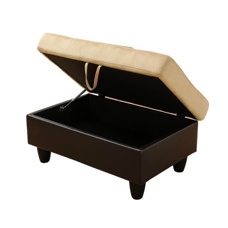 KISRAIS 34" Wide Upholstered Storage Ottoman