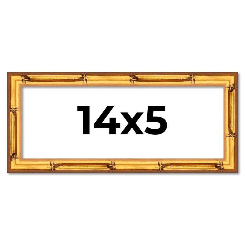14x5 Frame Gold Bamboo Picture Frame Modern Photo Frame Includes UV Acrylic Shatter Guard Front Acid Free Foam Backing Board