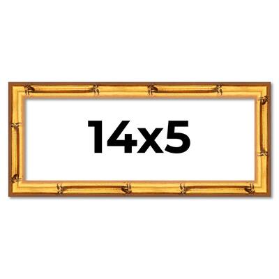 14x5 Frame Gold Bamboo Picture Frame Modern Photo Frame Includes UV Acrylic Shatter Guard Front Acid Free Foam Backing Board