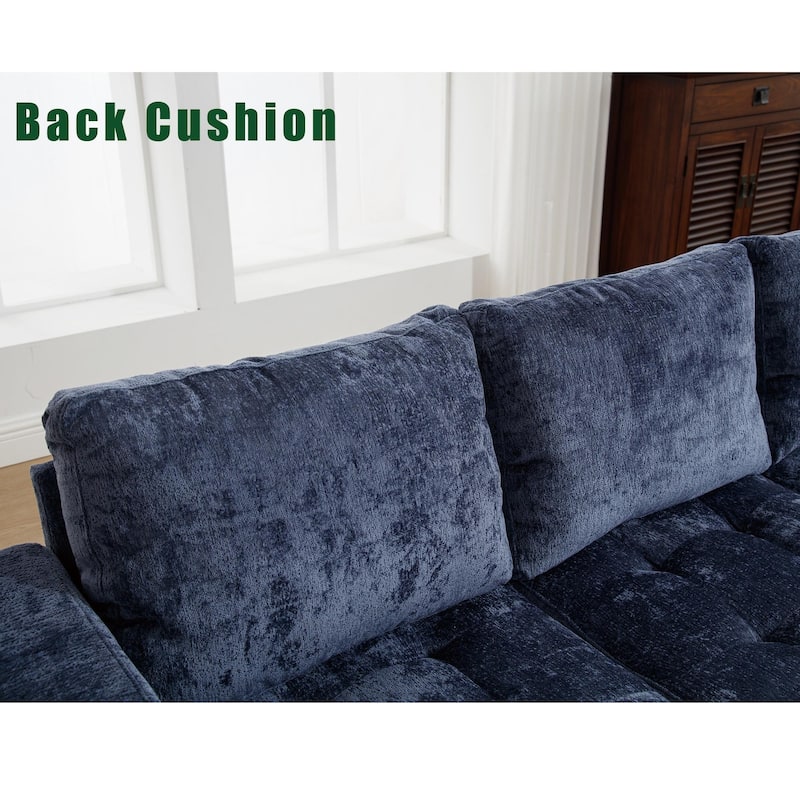 Blue 104.5'' L-Shaped Modular 5 Seat Sectional Sofa with Storage Ottoman, Reversible Chaise and 4 Back Cushions