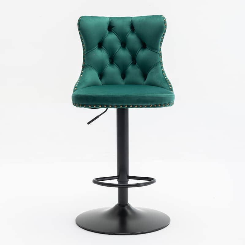 Green Velvet Swivel Barstools Dining Chair Counter High Chair Set of 2