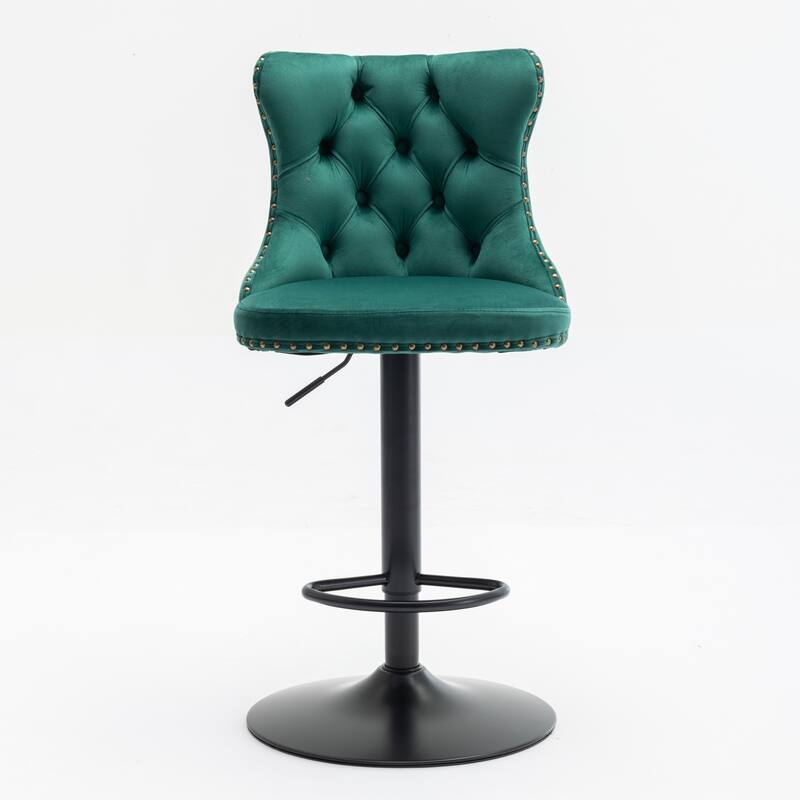 Velvet Upholstered Counter Height Wingback Barstools, Set of 2