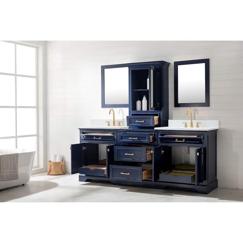 Milano 96" Double Sink Bathroom Vanity Modular Set in Blue