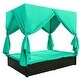 preview thumbnail 23 of 25, Outdoor Adjustable Patio Wicker Sunbed Daybed with Cushions and Canopy
