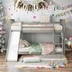 preview thumbnail 1 of 25, Built-in Design Twin Over Twin Bunk Bed with Slide and Ladder,House Shape Design Grey