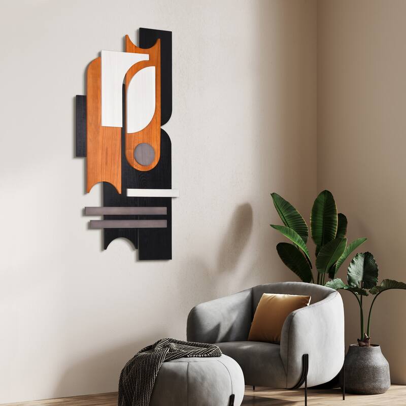 "Honeyed Dusk" Hand Made & Hand Finished Dimensional Solid Paulownia Wood Abstracts Wall Art