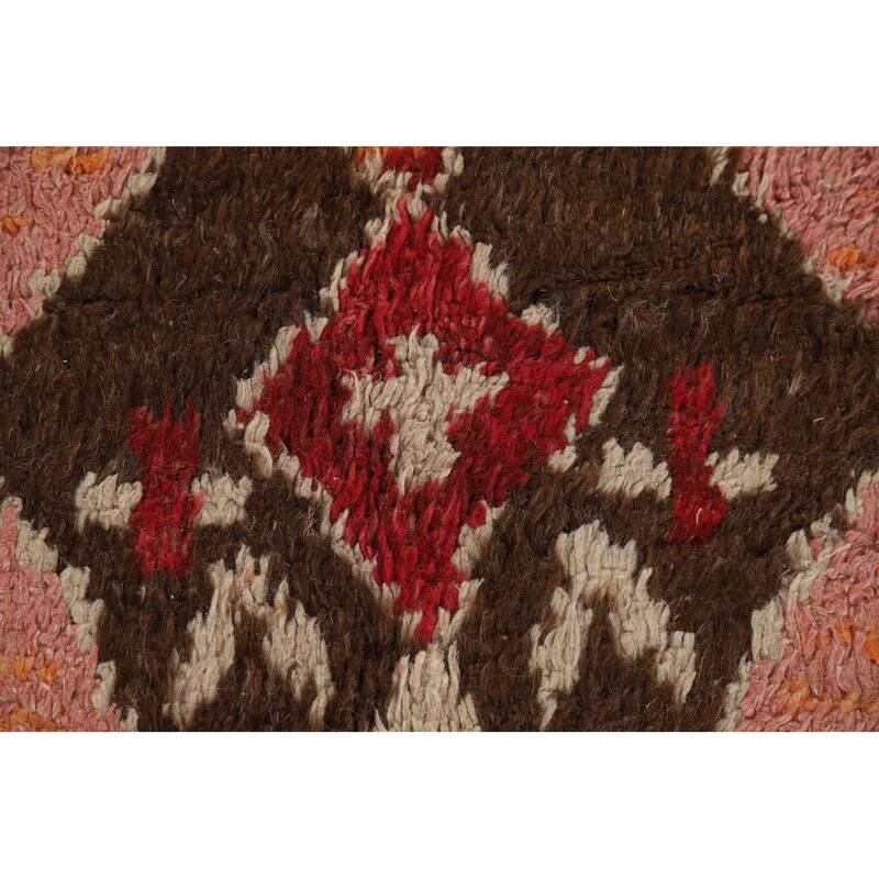 Plush Pink Moroccan Area Rug Hand-Knotted Tribal Wool Carpet - 7'11" x 10'8"