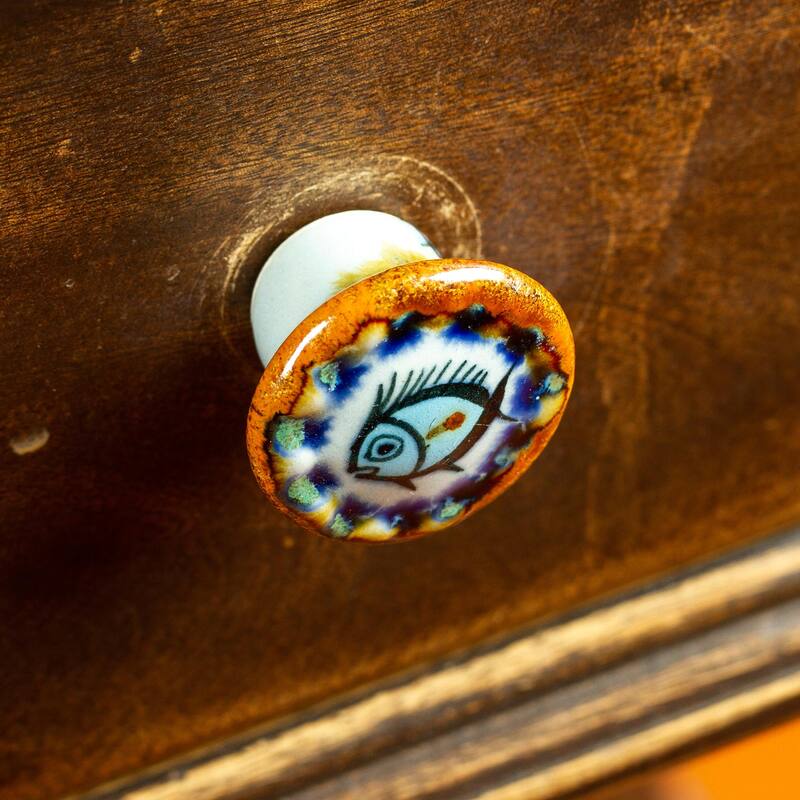 Novica Handmade Marine Aura Ceramic Knobs (Set Of 4)