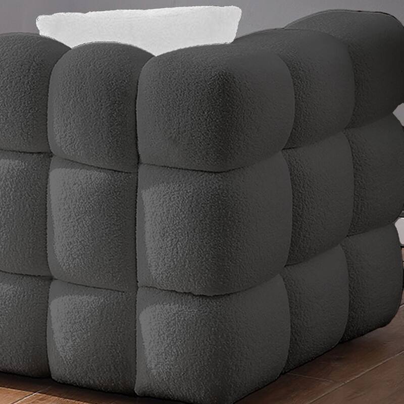 Wayna Modern Style Sofa, Sherpa Thick Cushion Double Loveseat - N/A