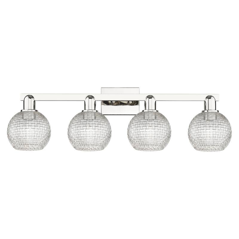 Innovations Lighting 716-4W-10-33 Athens Vanity Athens 4 Light 33" - Polished Nickel / Clear Basketweave