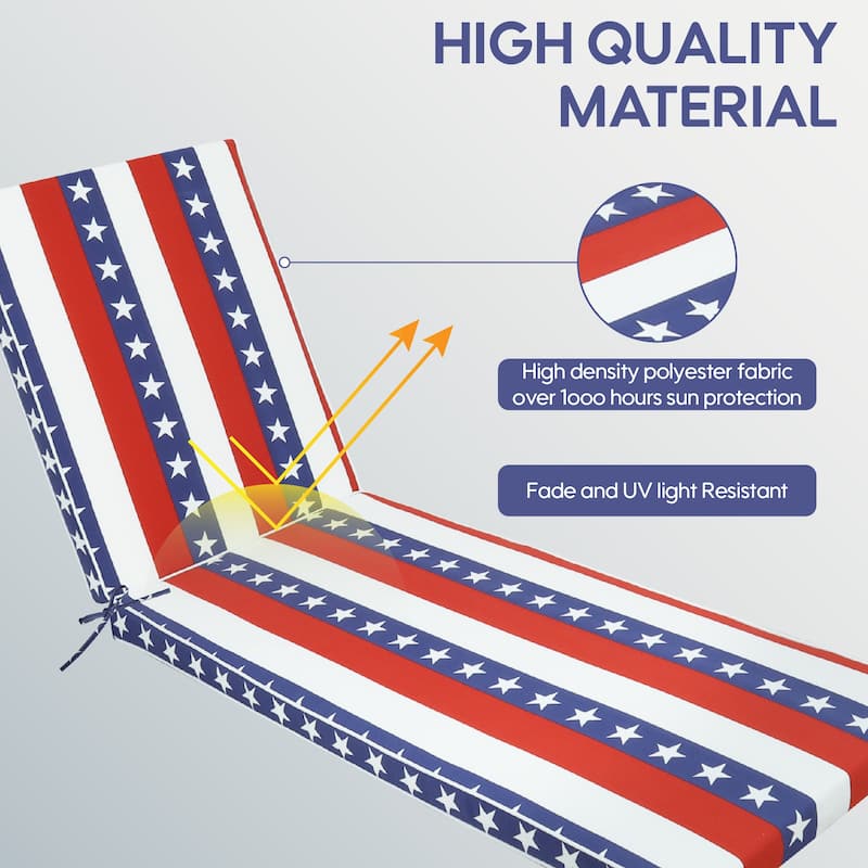 2PCS Set Outdoor Lounge Chair Cushion Replacement Patio Funiture Seat Cushion Chaise Lounge Cushion-flag