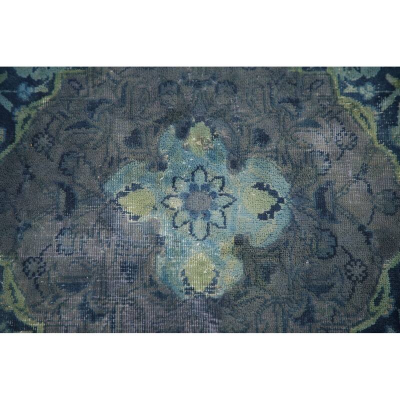 Hand Knotted Oriental 100% Wool Carpet Traditional Floral Green Mashad Area Rug - 11' 8'' X 8' 0''