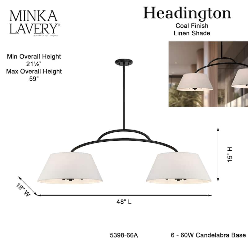 Minka Lavery 5398 Headington 6 Light 48" Wide Chandelier