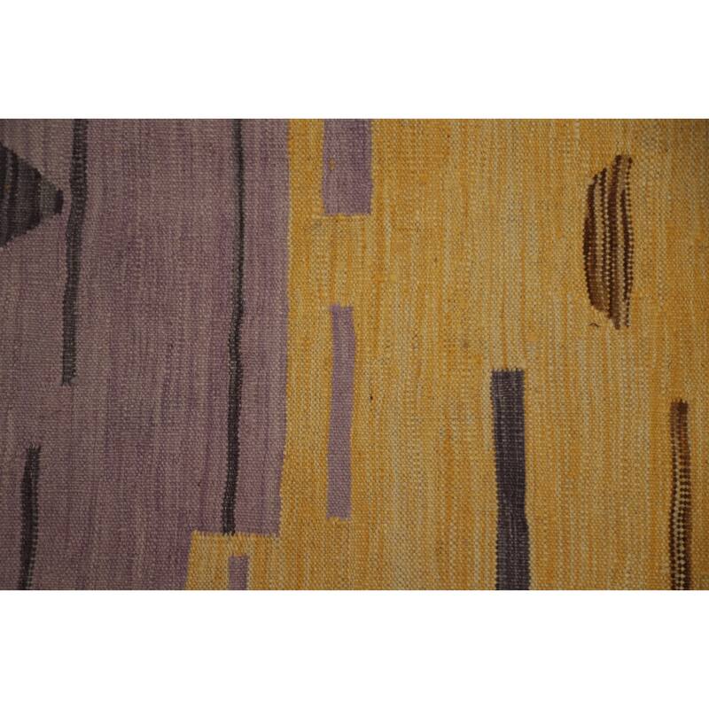 Hand Woven Oriental 100% Wool Carpet Southwestern Tribal Yellow & Gold Kilim Area Rug - 8' 0'' X 5' 0''