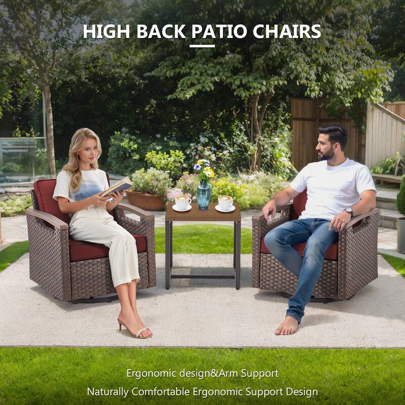 Gymojoy Patio Swivel Rocker Patio Chairs of 2 with Water-Resistant Olefin Cushions