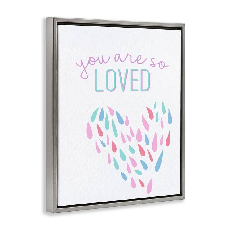 Stupell So Loved Abstract Heart Framed Floater Canvas Wall Art Design By Kim Allen