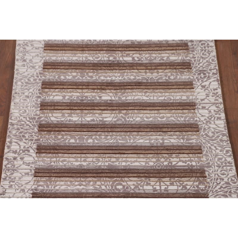 Modern Accent Rug Handmade Indian Abstract Wool Carpet - 2'9"x 5'2"