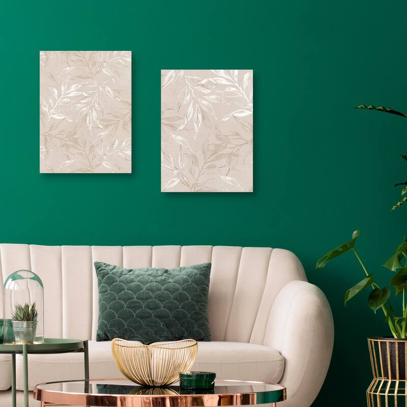 White Leaves 1, White Leaves 2 by Design Fabrikken Canvas Art Prints