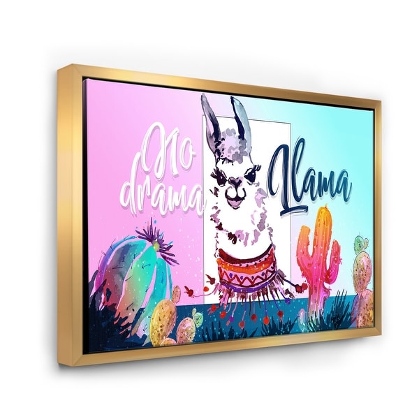 Designart 'No Drama Llama' Children's Art Framed Canvas Wall Art Print. Opens flyout.