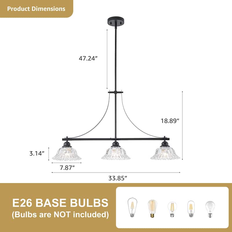 Starsky 3-Light Linear Chandelier With Floral-Inspired Shade