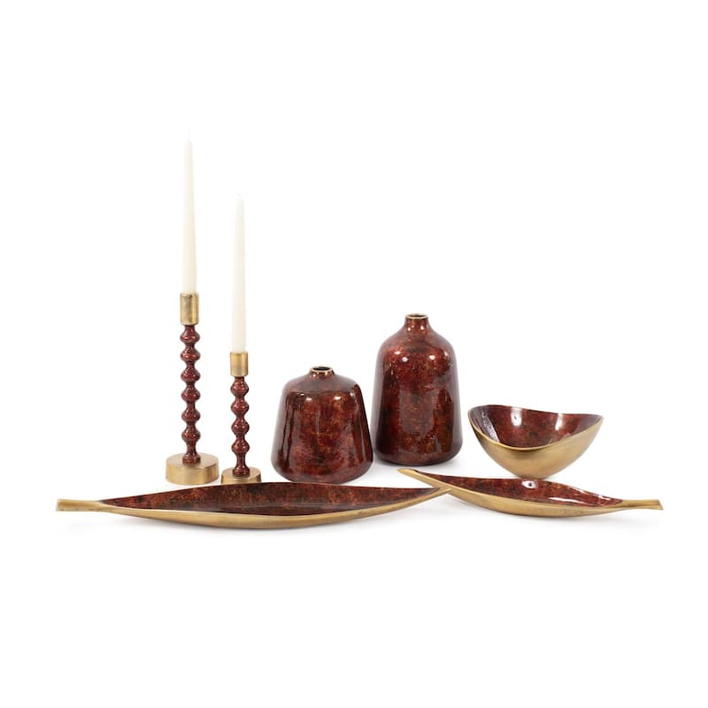 Sharma Crimson Gold Slanted Vase- Medium