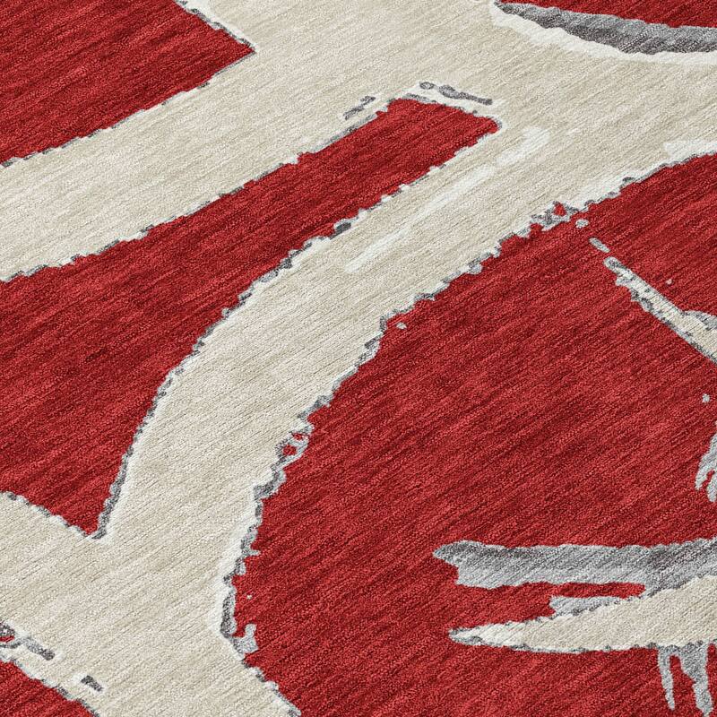 Machine Washable Indoor/ Outdoor Abstract Contemporary Chantille Rug