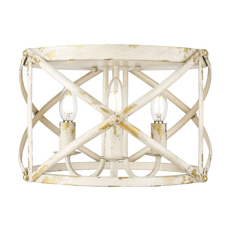 Alcott 2 Light Flush Mount in Antique Ivory with No Shade - White