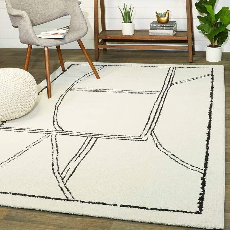 Webster Abstract Modern Area Rug - 5'3" x 7' - White