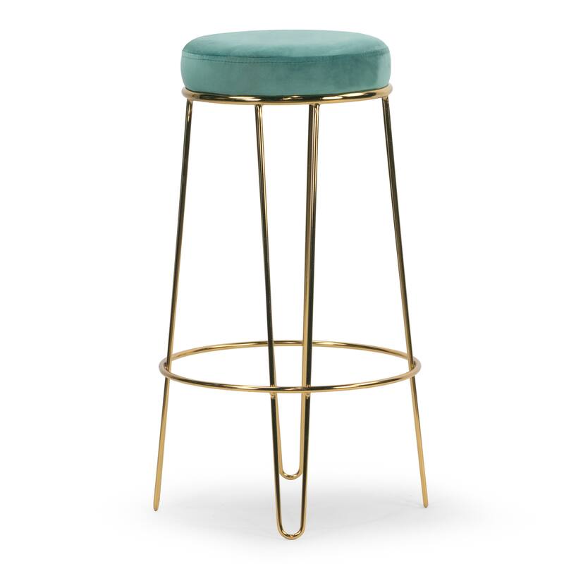 Carson Carrington Idhult Turquoise Velvet Bar Stool (Set of 2)