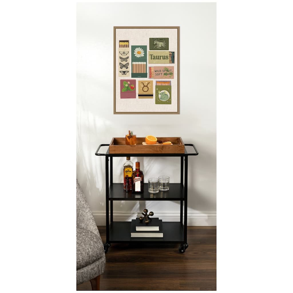 Kate and Laurel Taurus Matchbooks Linen FC by Megan Ryan Framed Canvas Wall Art Print