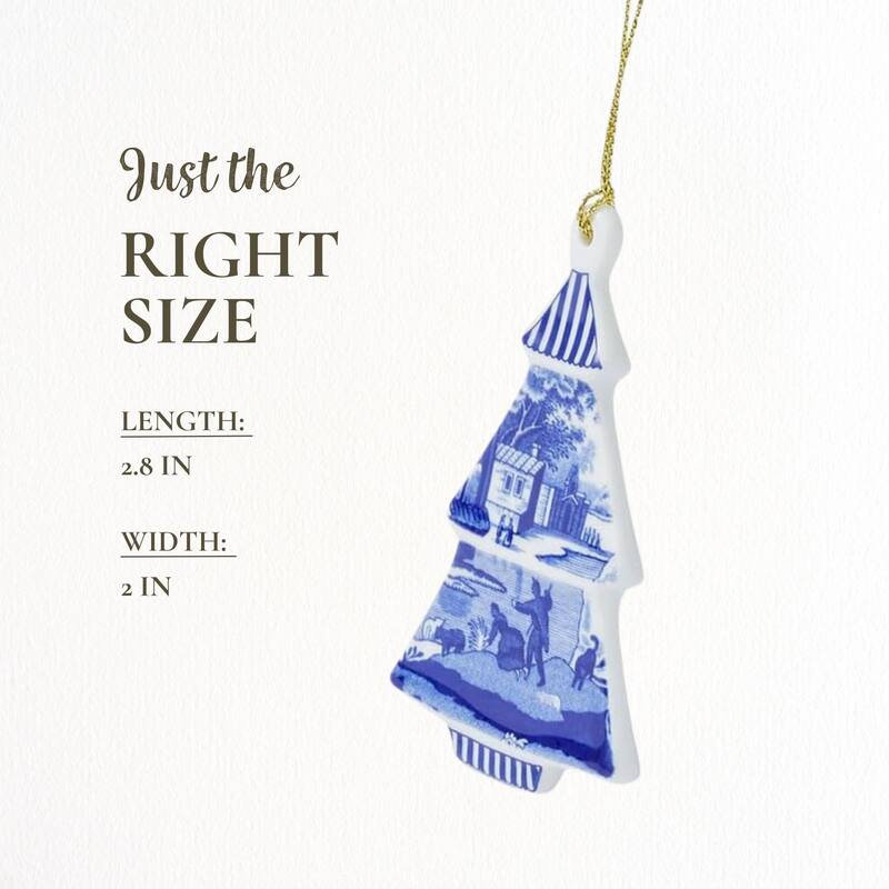 Spode Blue Italian Tree Shaped Ornament - 3.7 Inch x 2.4 Inch